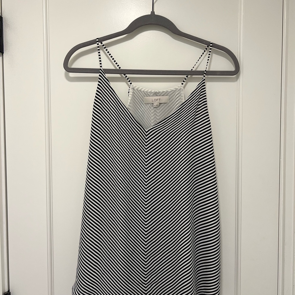 LOFT Black and White Striped Camisole Tank Top